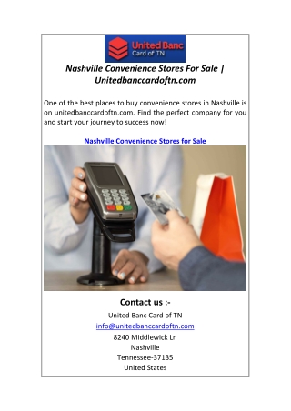 Nashville Convenience Stores For Sale  Unitedbanccardoftn.com
