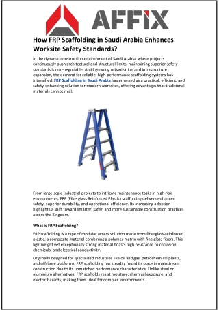 How FRP Scaffolding in Saudi Arabia Enhances Worksite Safety Standards?