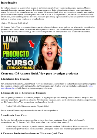 Investigación de productos con DS Amazon Quick View: ¡aprende a usarlo!
