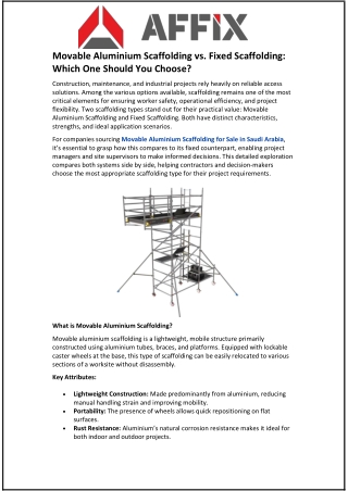 Movable Aluminium Scaffolding vs. Fixed Scaffolding: Which One Should You Choose