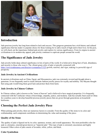 Jade Jewelry: Symbolizing Luck and Prosperity