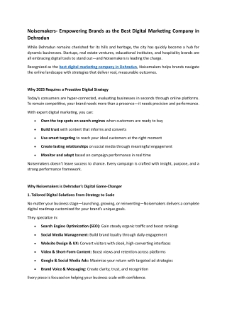 the Best Digital Marketing Company in Dehradun-Noisemakers