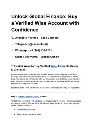 Unlock Global Finance_ Buy a Verified Wise Account with Confidence