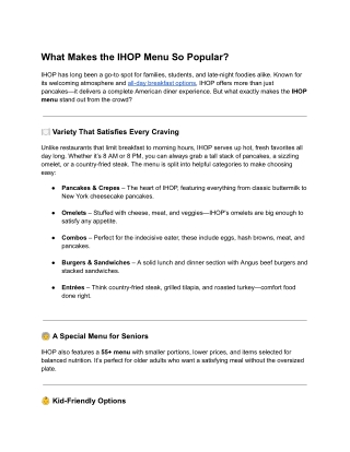 What Makes the IHOP Menu So Popular