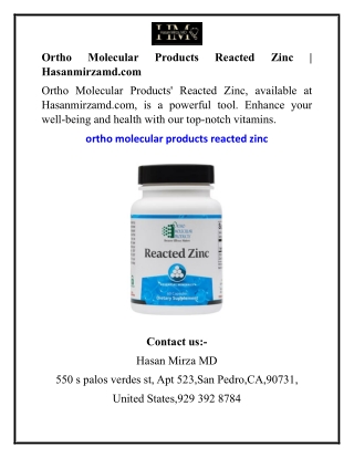 Ortho Molecular Products Reacted Zinc Hasanmirzamd.com