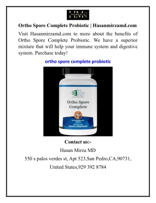 Ortho Spore Complete Probiotic  Hasanmirzamd.com