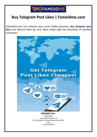 Buy Telegram Post Likes | Famoidme.com