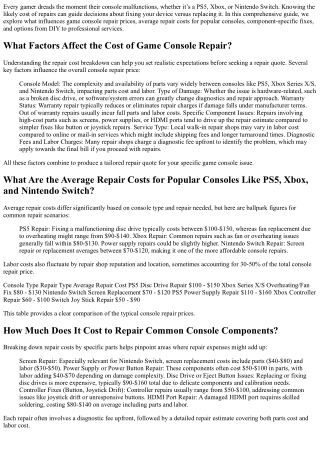 How Much Does Game Console Repair Cost in 2025?