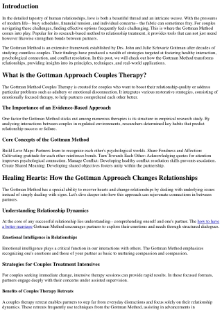 Healing Hearts: How the Gottman Technique Transforms Relationships