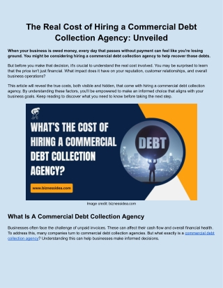 The Real Cost of Hiring a Commercial Debt Collection Agency
