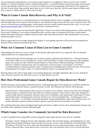 How Can I Get Game Console Repair for Data Recovery in 2025?