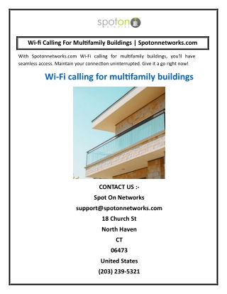 Wi-fi Calling For Multifamily Buildings Spotonnetworks.com
