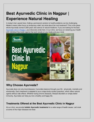 Visit the Best Ayurvedic Clinic in Nagpur | Say Goodbye to Medicines