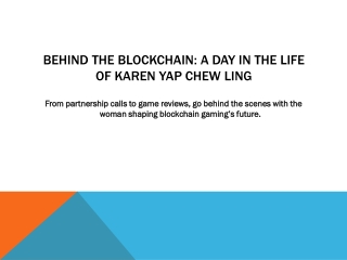 Behind the Blockchain: A Day in the Life of Karen Yap Chew Ling at SkillGaming.c