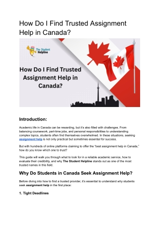 How Do I Find Trusted Assignment Help in Canada