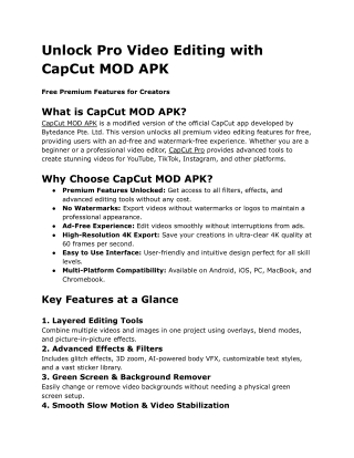 Unlock Pro Video Editing with CapCut MOD APK