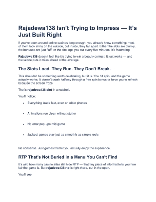 Experience the Sensation of Playing the  Best Online Slot Games at Rajadewa138