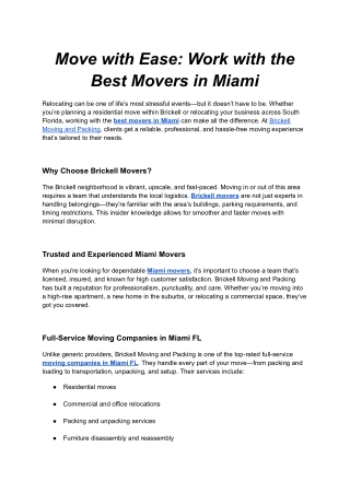 Best Movers in Miami
