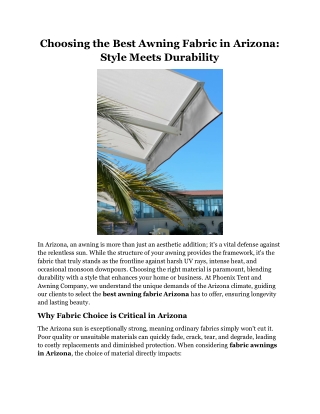 Choosing the Best Awning Fabric in Arizona Style Meets Durability