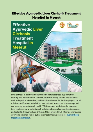 Effective Ayurvedic Liver Cirrhosis Treatment Hospital in Meerut