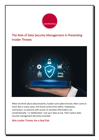 The Role of Data Security Management in Preventing Insider Threats