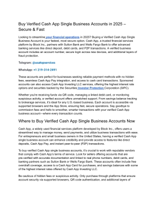 Buy Verified Cash App Single Business Accounts in 2025 – Secure & Fast