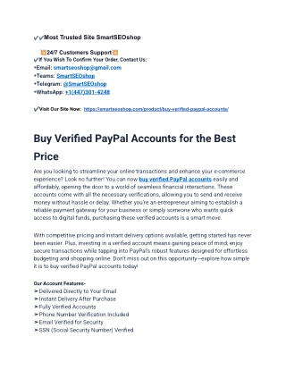 Most Trusted Website for Buy Verified PayPal Accounts