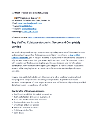 Most Trusted Website for Buy Verified Coinbase Accounts