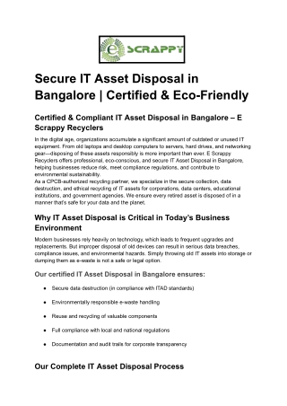 Secure IT Asset Disposal in Bangalore _ Certified & Eco-Friendly