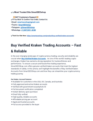 Most Trusted Website for Buy Verified Kraken Accounts