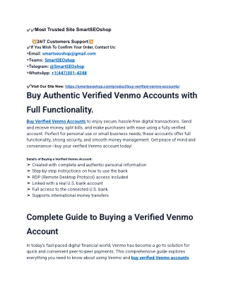 Most Trusted Website for Buy Verified Venmo Accounts