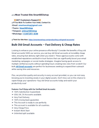 Most Trusted Website for Buy Old Gmail Accounts