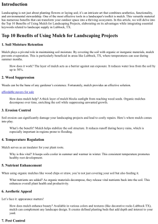 Top 10 Benefits of Using Mulch for Landscaping Projects
