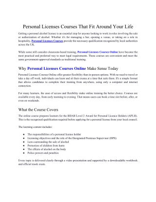 Personal Licenses Courses That Fit Around Your Life
