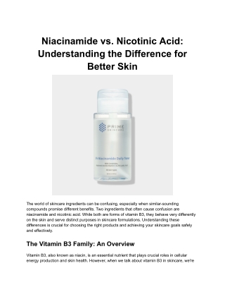 niacinamide vs nicotinic acid understanding