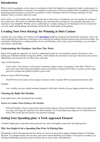 Developing Your Own Strategy for Winning at Slots Online Casinos
