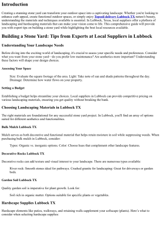 Building a Stone Yard: Tips from Experts at Local Suppliers in Lubbock