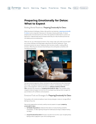 Preparing Emotionally for Detox: What to Expect