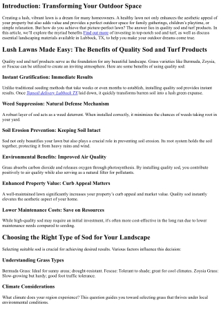 Lush Lawns Made Easy: The Benefits of Quality Sod and Turf Products