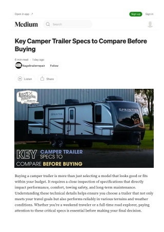 Camper Repair Michigan explains vital camper trailer specs