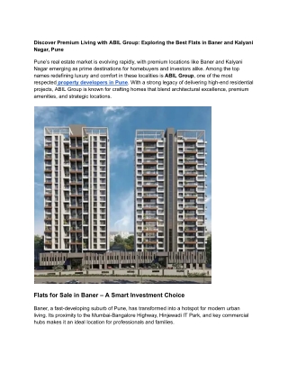 Discover Premium Living with ABIL Group_ Exploring the Best Flats in Baner and Kalyani Nagar, Pune