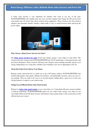 Boost Energy Efficiency with a Reliable Home Solar Inverter and Power Kit