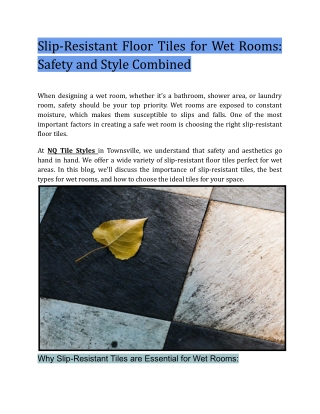 Slip-Resistant Floor Tiles for Wet Rooms_ Safety and Style Combined