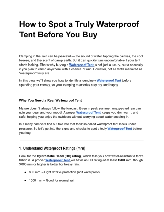 How to Spot a Truly Waterproof Tent Before You Buy