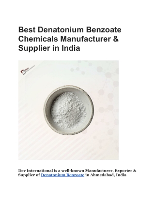 Best Denatonium Benzoate Chemicals Manufacturer & Supplier in India