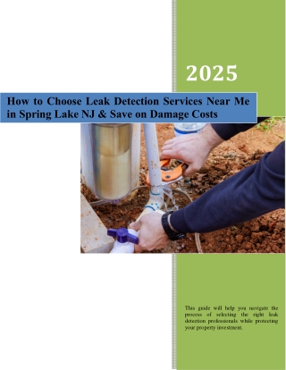 How to Choose Leak Detection Services Near Me in Spring Lake NJ
