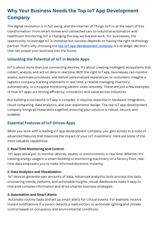 Why Your Business Needs the Top IoT App Development Company