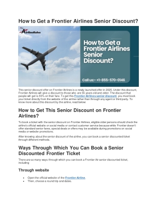how to get a frontier airlines senior discount