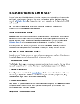 Is Mahadev Book ID Safe to Use_