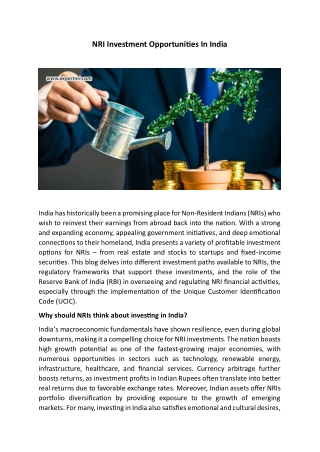 NRI Investment Opportunities In India